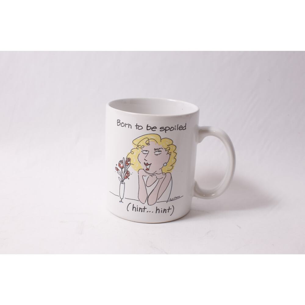 1988 Shoebox Greetings Born to be spoiled Message Mug Coffee Cup ~260325-WH 1040